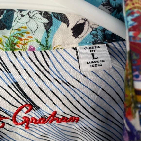 Robert Graham Hillard Cuff Floral Print Button Down Shirt size large - Picture 8 of 8